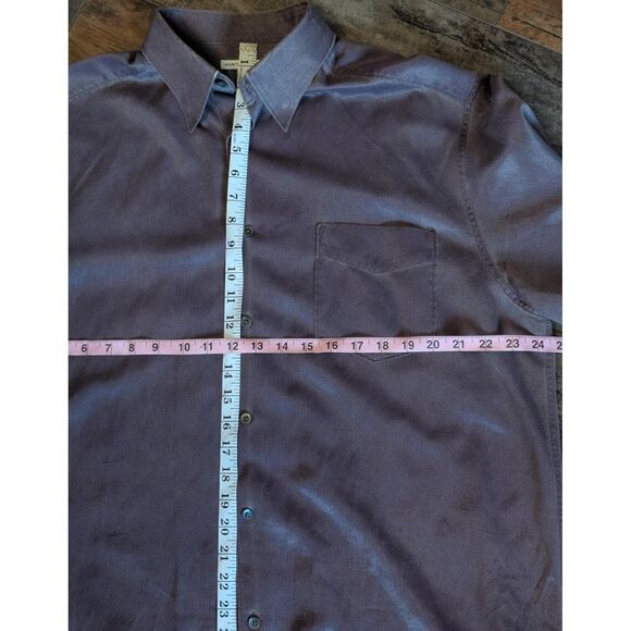 MARTIN GORDON 70% Silk Blend Dress Shirt L Luxury Lounge Mauve/Plum Textured - Picture 4 of 6